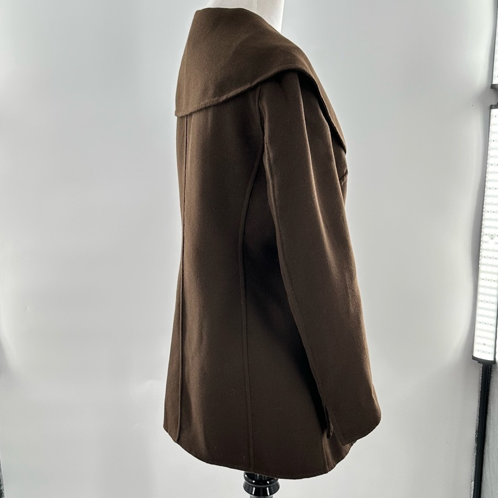 Talbots petite coat 6 P brown 100% wool 90s vintage coastal grandma fairycore - Picture 4 of 11